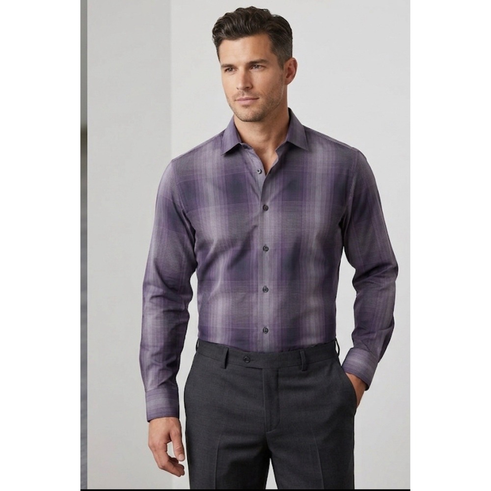 Joseph Abboud XLT Classic Fit Stretch Long Sleeve Button-Down Dress Shirt purple
